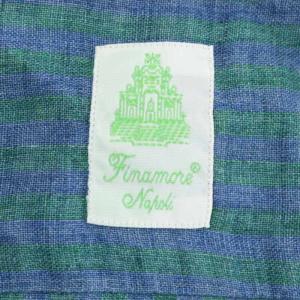 Finamore napoli シャツ カジュアルシャツ 長袖 ストライプ 41 L 青 ブルー