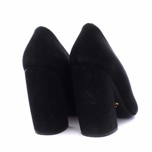 PRADA ポインテッドトゥ パンプス チャンキーヒール ハイヒール スエード 37.5 24.5cm 黒 ブラック