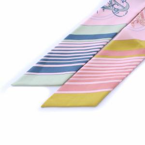 HERMES エクスリブリス ツイリー スカーフ 絹 シルク100％ ピンク
