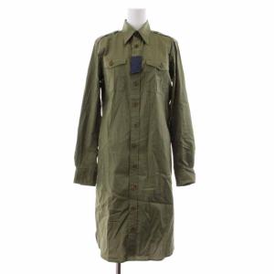 シャツワンピース ロング ミモレ 長袖 11 L カーキ