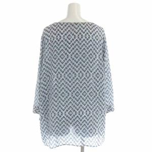 23区 ブラウス シャツ プルオーバー 総柄 七分袖 46 XL 紺 ネイビー 青 ブルー