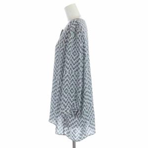 23区 ブラウス シャツ プルオーバー 総柄 七分袖 46 XL 紺 ネイビー 青 ブルー