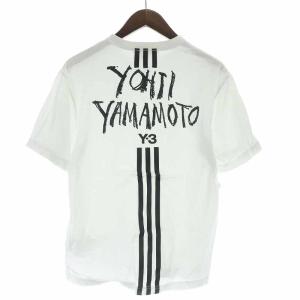 Y-3 adidas YOHJI YAMAMOTO Tシャツ カットソー コットン ロゴプリント スリーライン 半袖 XS 白 ホワイト