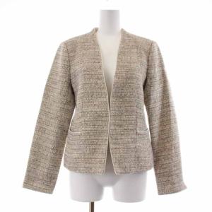 Paul Stuart 近年モデル スーツ セットアップ ノーカラージャケット スカート ひざ丈 ツイード 6 ベージュ