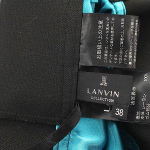 LANVIN COLLECTION 近年モデル スカート 花柄 シワ加工 ロング 38 ターコイズブルー