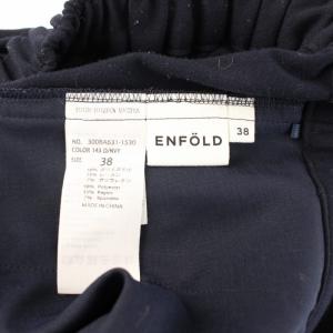 ENFOLD 18AW ダブルクロス ゴムタックトラウザー ボトムス イージーパンツ ワイド スラックス 38 M 紺 ネイビー