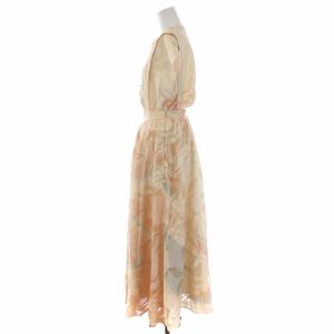 Ameri VINTAGE 21SS メディメノンセットアップドレス 上下 ブラウス シャツ 半袖 バンドカラー サスペンダー付きスカート ロング 総柄
