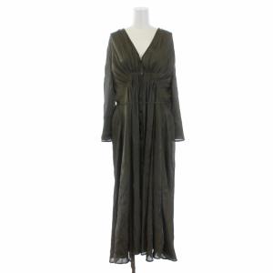 20SS MEDI GATHER NEGLIGEE DRESS ワンピース ロング 長袖 Vネック リボン 光沢感 ペチコート付き