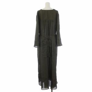 Ameri VINTAGE 20SS MEDI GATHER NEGLIGEE DRESS ワンピース ロング 長袖 Vネック リボン 光沢感 ペチコート付き