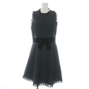 ベルベットボウフィットアンドフレアスリーブスコックテイルドレス Velvet-bow Fit & Flare Sleeveless