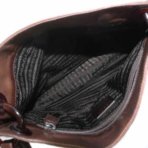 PRADA ショルダーバッグ レザー チェーン 茶