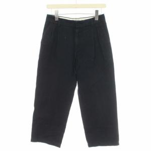 パンツ スラックス リネン混 麻混 クロップド 1 S 紺 ネイビー