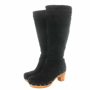 UGG australia ロザベラ ROSABELLA ロングブーツ スエード ローヒール 厚底 US7 24cm 黒 ブラック 1956