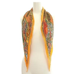 HERMES スカーフ プリーツカレ axis mundi 世界の中心軸 シルク オレンジ