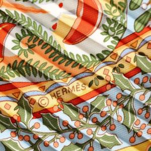 HERMES スカーフ プリーツカレ axis mundi 世界の中心軸 シルク オレンジ