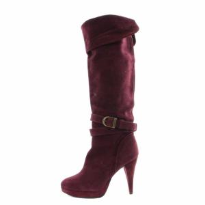 Diagram GRACE CONTINENTAL ヌバックベルトニーハイ ロングブーツ ハイヒール 37 23.5cm ボルドー