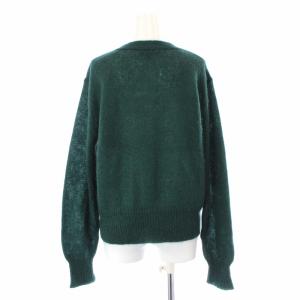 agnes b. PRESTIGE カーディガン ニット Vネック 長袖 ローゲージ モヘヤ ウール混 3 グリーン