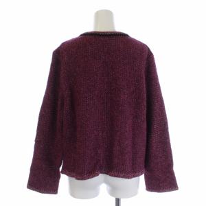 Leilian ノーカラージャケット ニット ラメ ツイード ウール 13+ XL ピンク