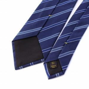 LOUIS VUITTON ネクタイ レジメンタルストライプ シルク 絹 紺 ネイビー