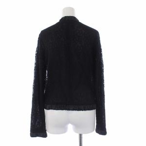 EMPORIO ARMANI 総レース ノーカラージャケット シアー シースルー 40 M 黒 ブラック