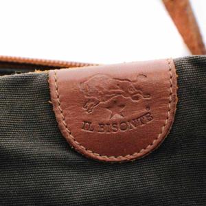 IL BISONTE キャンディ トラベルバッグ ショルダーバッグ 2WAY キャンバス レザー チャコールグレー