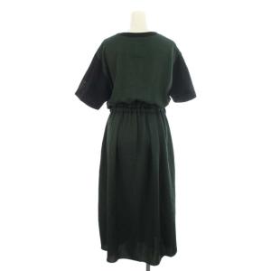 MIHARA YASUHIRO ドッキングワンピース フレア ロング 切替 サテン B06DR621 半袖 38 M 紺 ネイビー 緑 グリーン