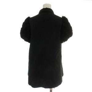 MIHARA YASUHIRO ブラウス シャツ 半袖 フラワーモチーフ コットン 40 M 黒 ブラック