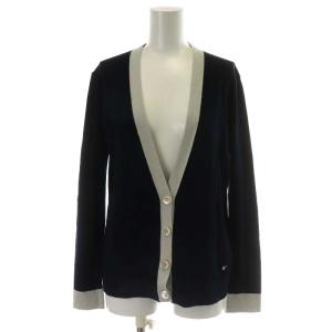 カーディガン 長袖 40 M 紺 ネイビー 白 ホワイト