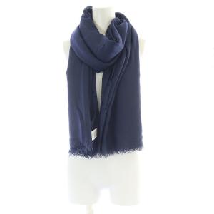 Faliero Sarti ストール マフラー フリンジ カシミヤ混 紺 ネイビー