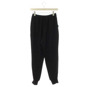 ENFOLD 16SS PEツイルストレッチ イージーパンツ 裾リブ シフォン 36 ブラック