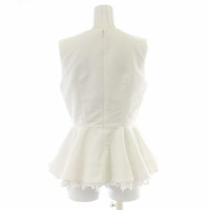 Chesty 19SS 花柄刺繍レースペプラムトップス カットソー フリル プルオーバー ノースリーブ 0 XS 白 ホワイト