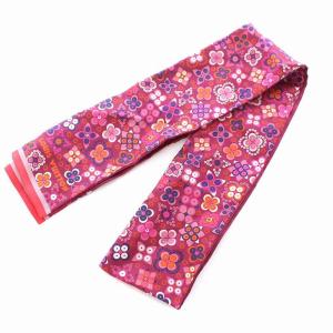 スカーフ バンドー 花柄 総柄 シルク100％ ピンク 紺 オレンジ M75038