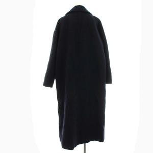SHIPS any ノンミュールジングウール オーバー ラペル ダブル ロングコート F ネイビー