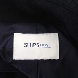 SHIPS any ノンミュールジングウール オーバー ラペル ダブル ロングコート F ネイビー