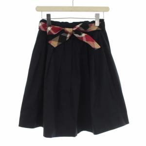 BLUE LABEL CRESTBRIDGE 近年モデル ギャザースカート フレアスカート イージー ひざ丈 38 M 紺 ネイビー 55S06-555-29