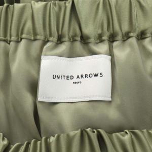 UNITED ARROWS プリーツスカート ミモレ ロング サテン 36 S ライトグリーン