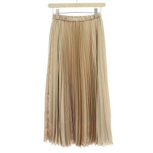 UNITED ARROWS スカート ロング プリーツ サテン 36 S ベージュ