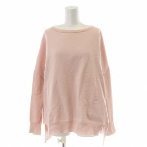 21SS コットン ニット セーター 長袖 ボートネック スリット ピンク