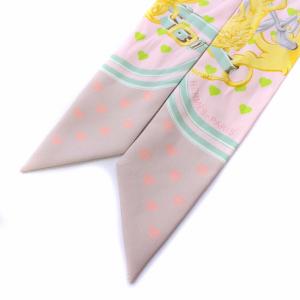 HERMES Brides de Gala LOVE ツイリー スカーフ シルク ピンク グレー