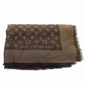 LOUIS VUITTON ショール モノグラム シャイン マフラー ストール マロン 茶 M75122
