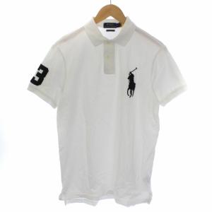 CUSTOM SLIM FIT ポロシャツ 半袖 ビッグポニー 刺繍 M 白 ホワイト