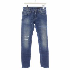 DENIM CLASSIC ワッペン デニムパンツ ジーンズ ダメージ加工 SLIM 44 L 青 ブルー