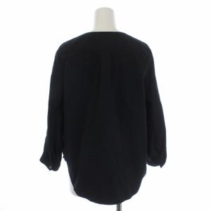 Ron Herman タイプライターブラウス シャツ 長袖 Vネック ナイロン XS 黒 ブラック 2510700271