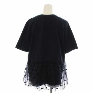 MUVEIL 19AW ドットチュールPO カットソー Tシャツ プルオーバー 半袖 40 M 紺 ネイビー