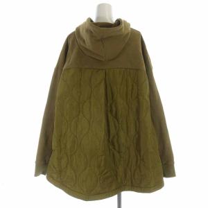 nagonstans 20AW キルティングスウェットコンビPO パーカー 異素材切替 アシンメトリー 長袖 38 M カーキ 470DA280-6650