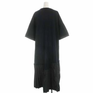 nagonstans 470FA483-0410 22AW CO天竺 プリーツdress ロングワンピース S 黒