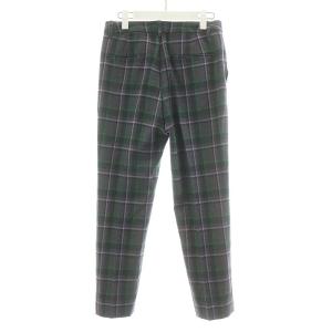 UNITED ARROWS テーパードパンツ スラックス チェック ジップフライ ウール 38 M グレー 緑 グリーン