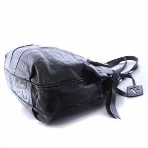 FURLA ハンドバッグ トートバッグ クロコ型押し レザー 黒 ブラック