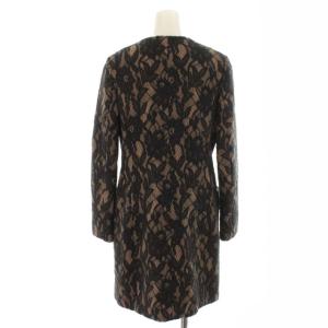 Grace Class ノーカラーコート ロング レース 花柄 ビジュー 36 ブラック ブラウン