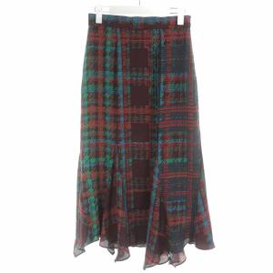 20AW フレアスカート ロング チェック 38 M 茶 ブラウン